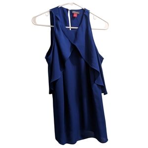 💥 Vince Camuto Blue Cold Shoulder Layered Top XS